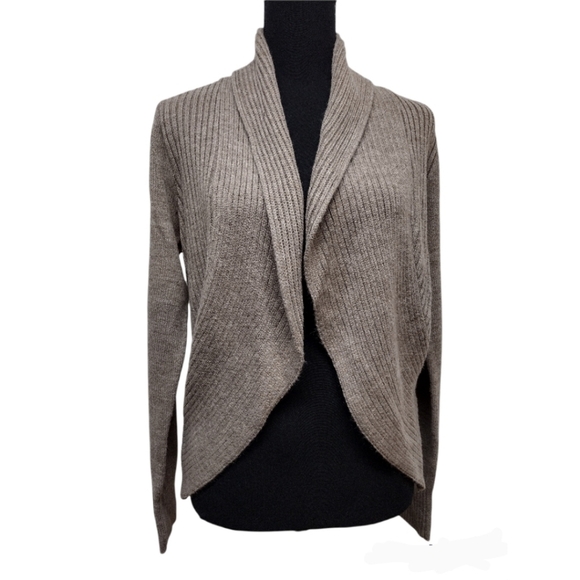 H&M light brown fly away curved front cardigan sweater size M - Picture 1 of 9